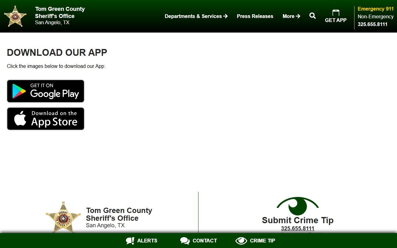 Tom Green County sheriff app for inmate roster and warrants